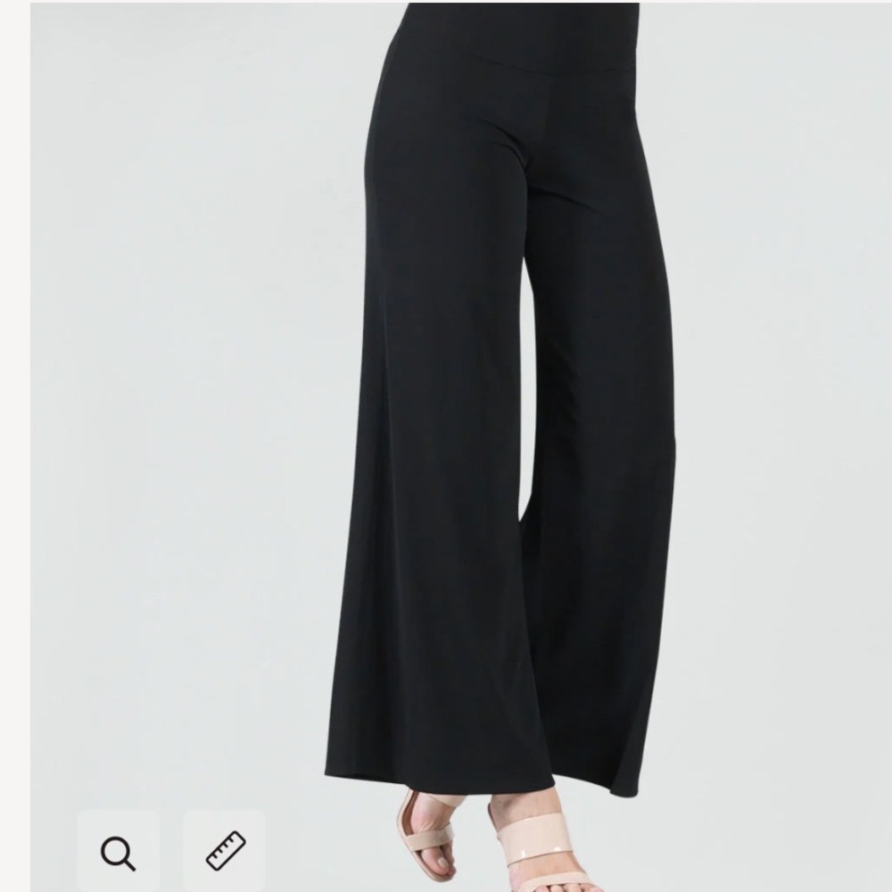 Clara Sunwoo Womens Black Wide Leg Palazzo Pants High Waist Pockets Size M‎